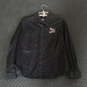 BLACK EMBROIDERED HARLY DAVIDSON LONG SLEEVE BUTTON DOWN SHIRT SIZE XS